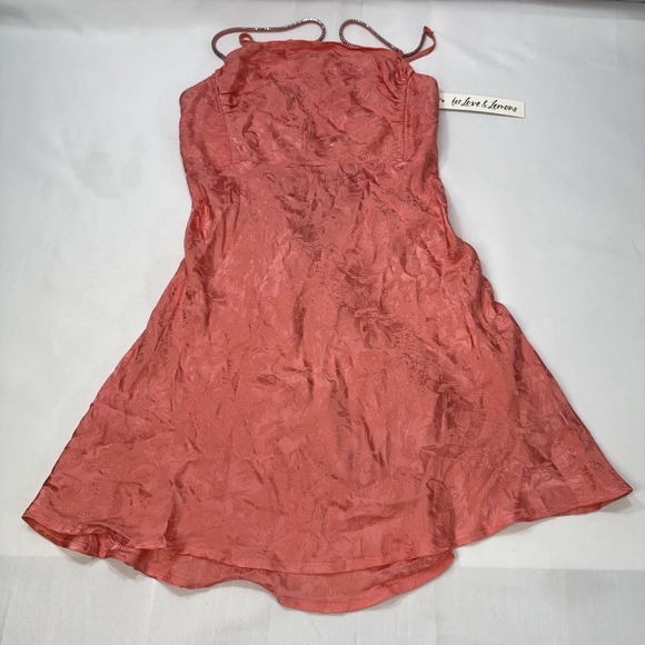 NEW For Love and Lemons Gabrielle Mini Slip Dress Pink Floral‎ Satin Medium Y2K - Picture 8 of 16